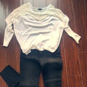 Very J White/Cream Colored Sweater w/ Gold Zipper